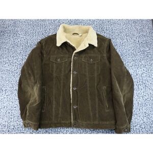Mavi Corduroy Sherpa Lined Trucker Jacket Mens Large Brown Good